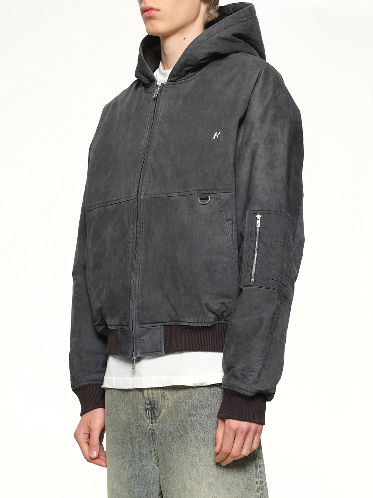Hooded Bomber in Washed Black