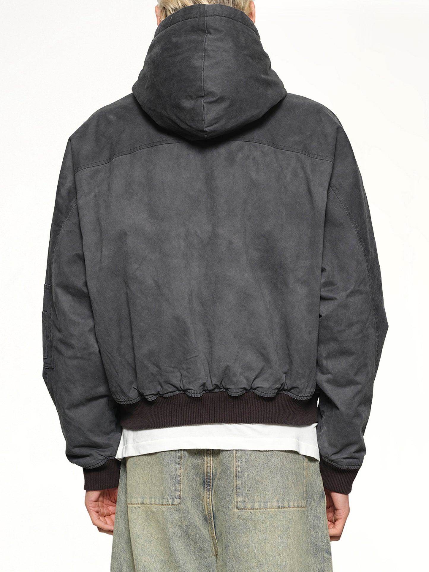 Hooded Bomber in Washed Black