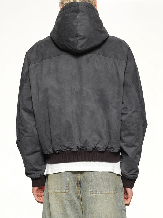 Hooded Bomber in Washed Black
