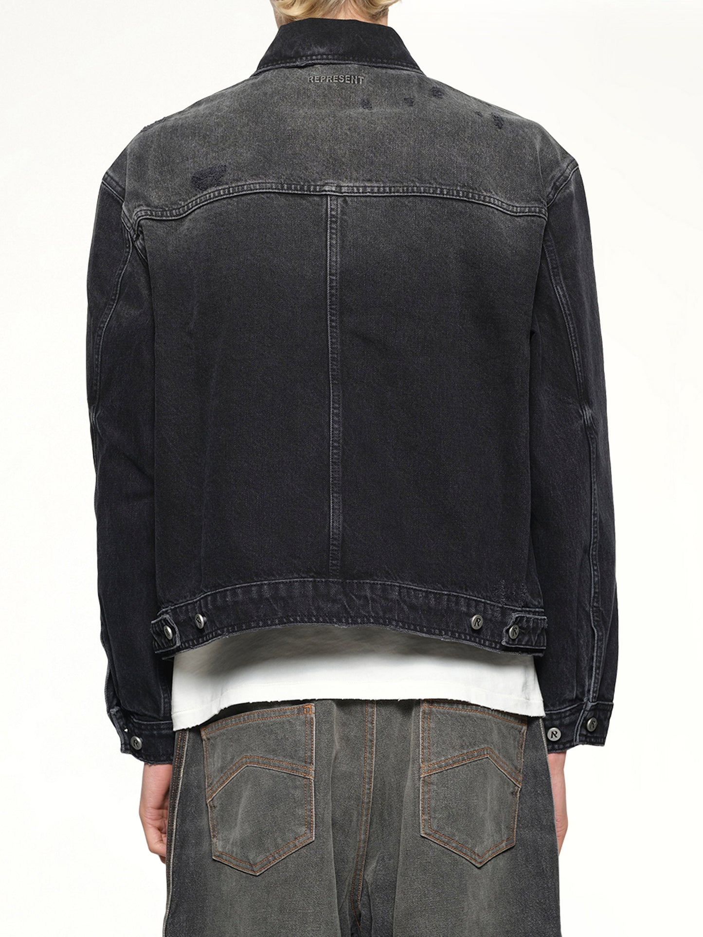 Collared Denim Jacket in Aged Black