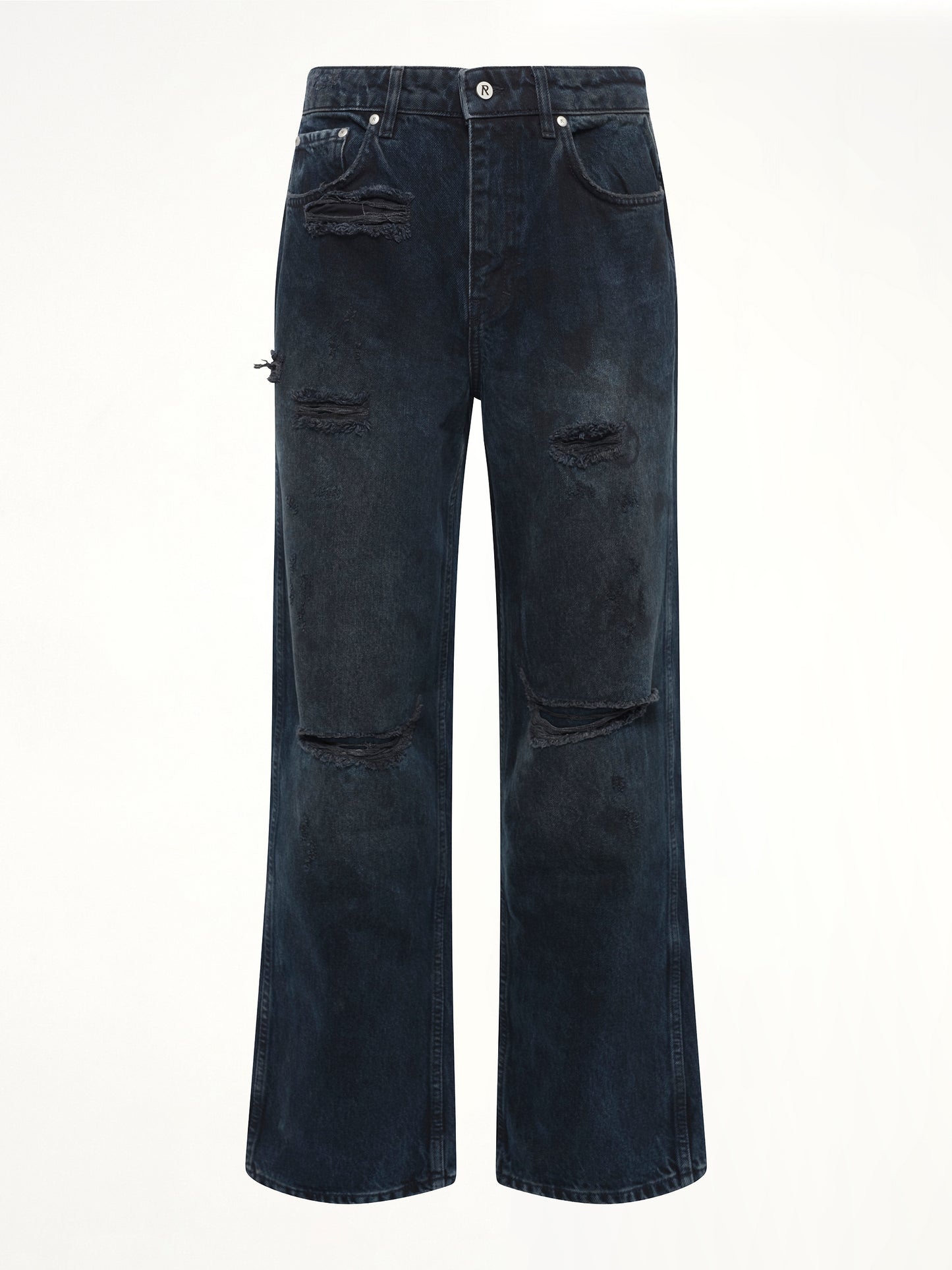 R3 Distressed Baggy Denim in Petrol