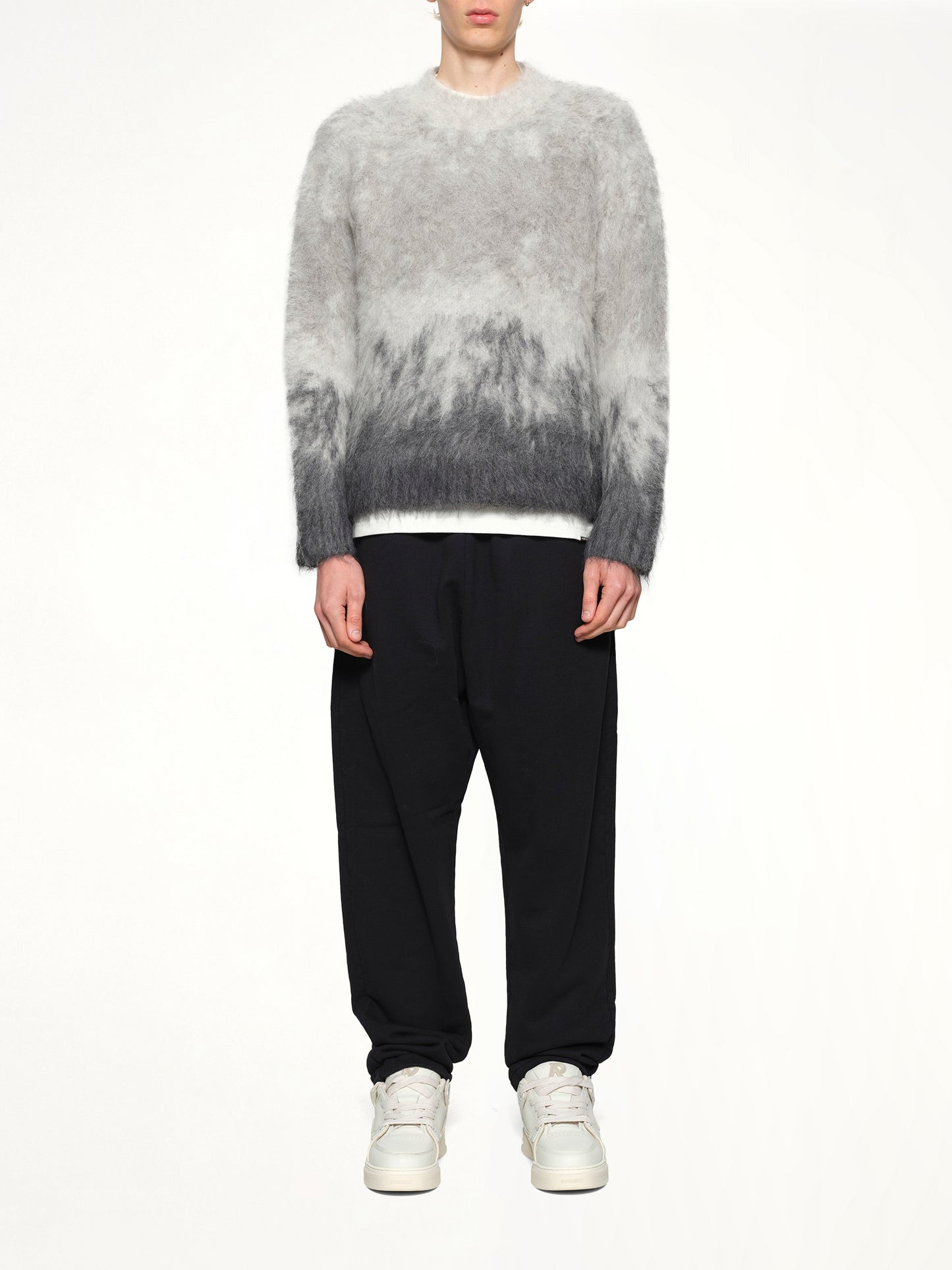 Ombre Knit Sweater in Light Grey