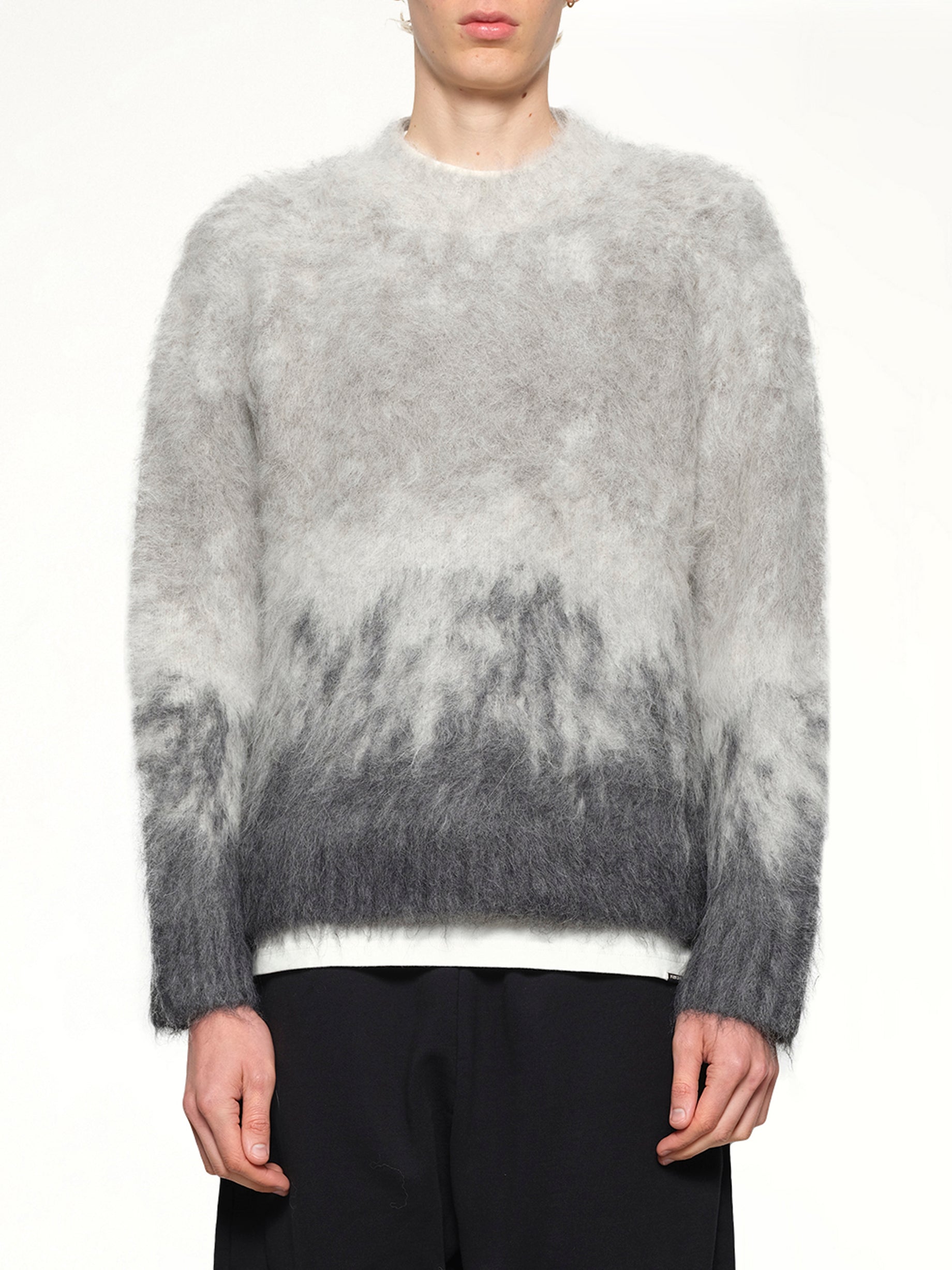 Ombre Knit Sweater in Light Grey