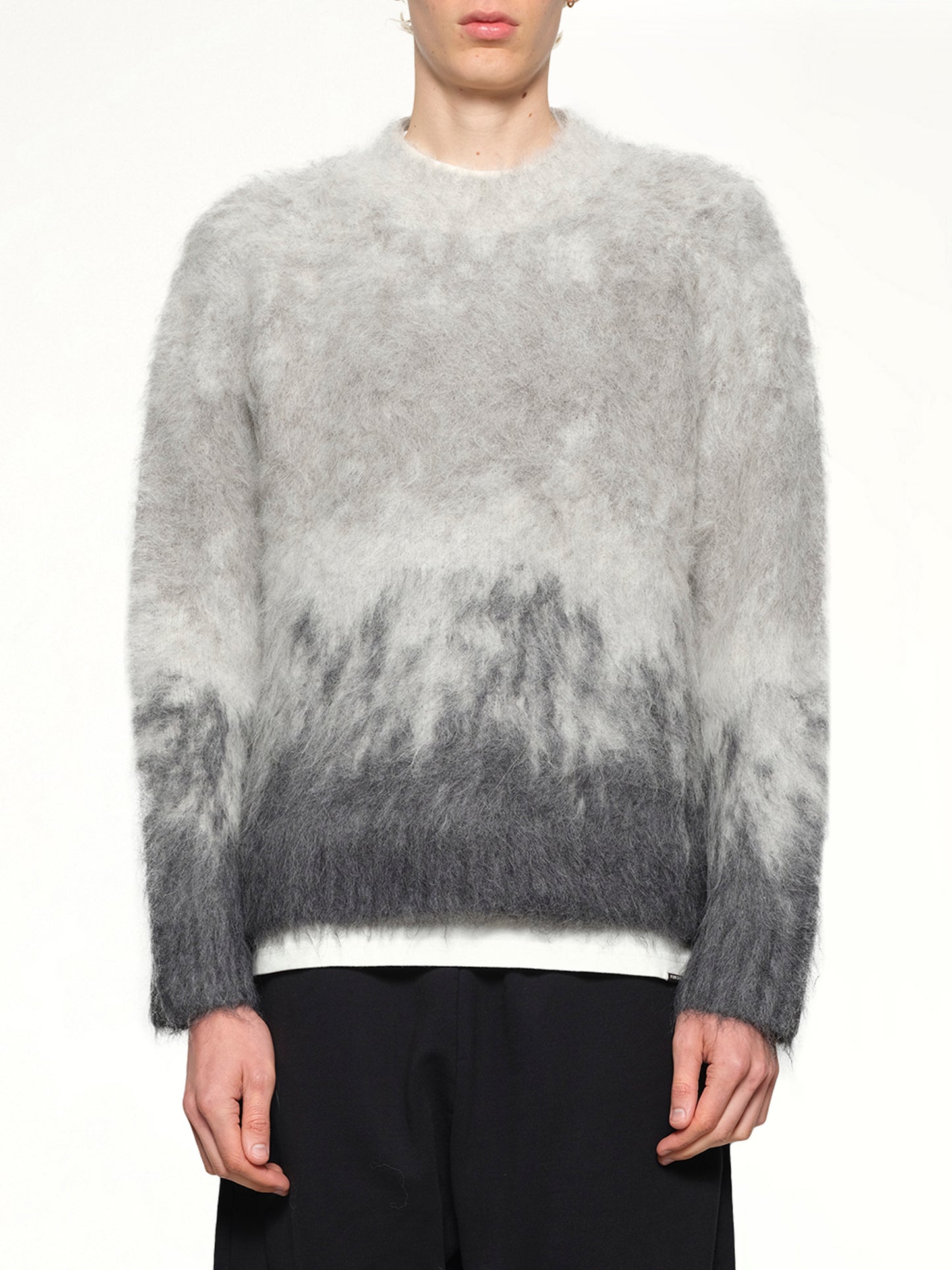 Ombre Knit Sweater in Light Grey