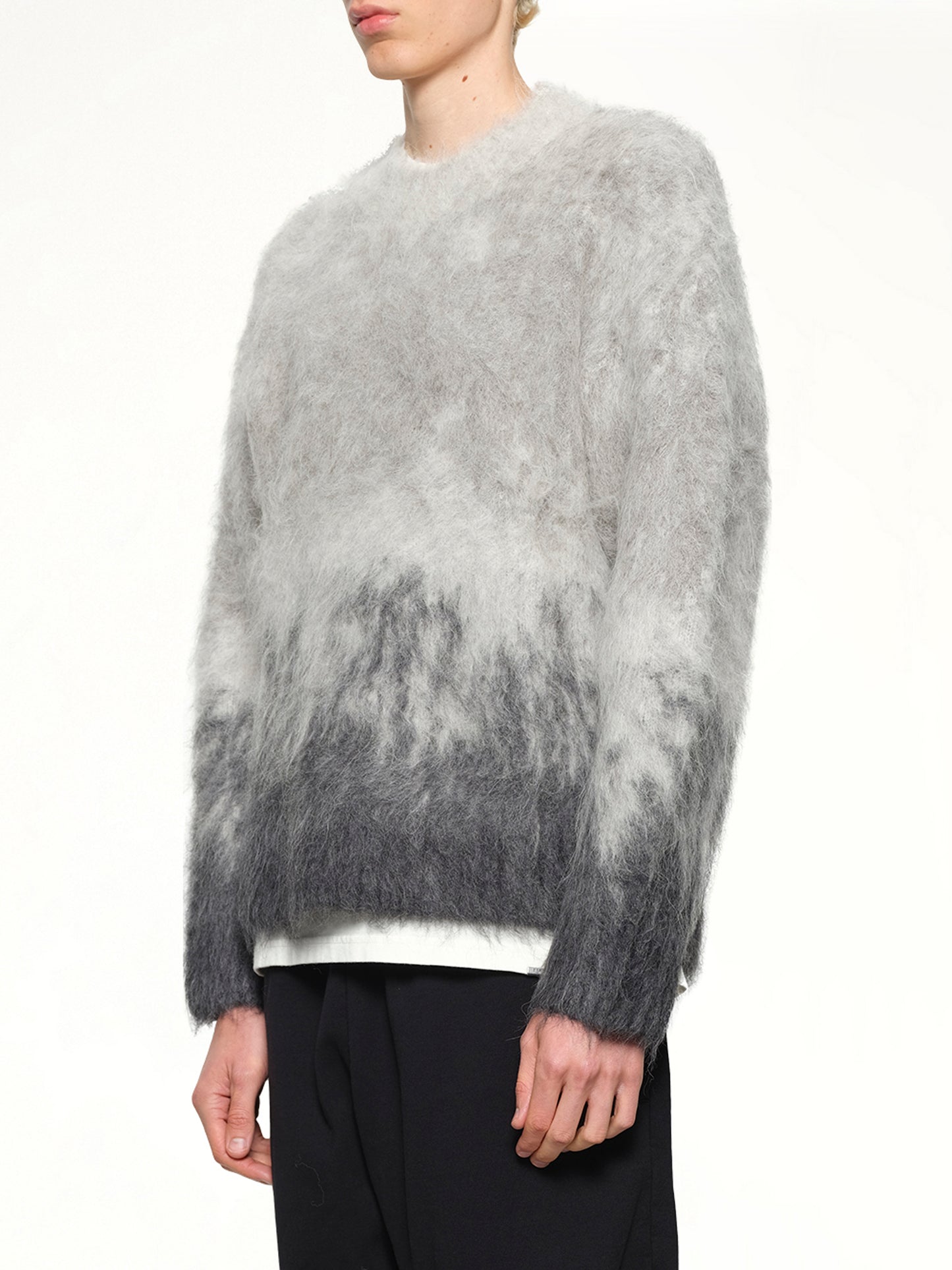 Ombre Knit Sweater in Light Grey