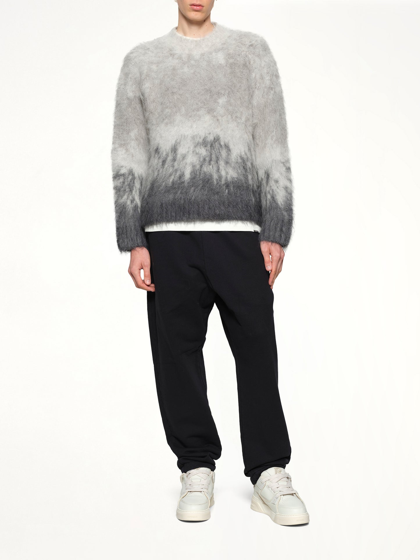 Ombre Knit Sweater in Light Grey