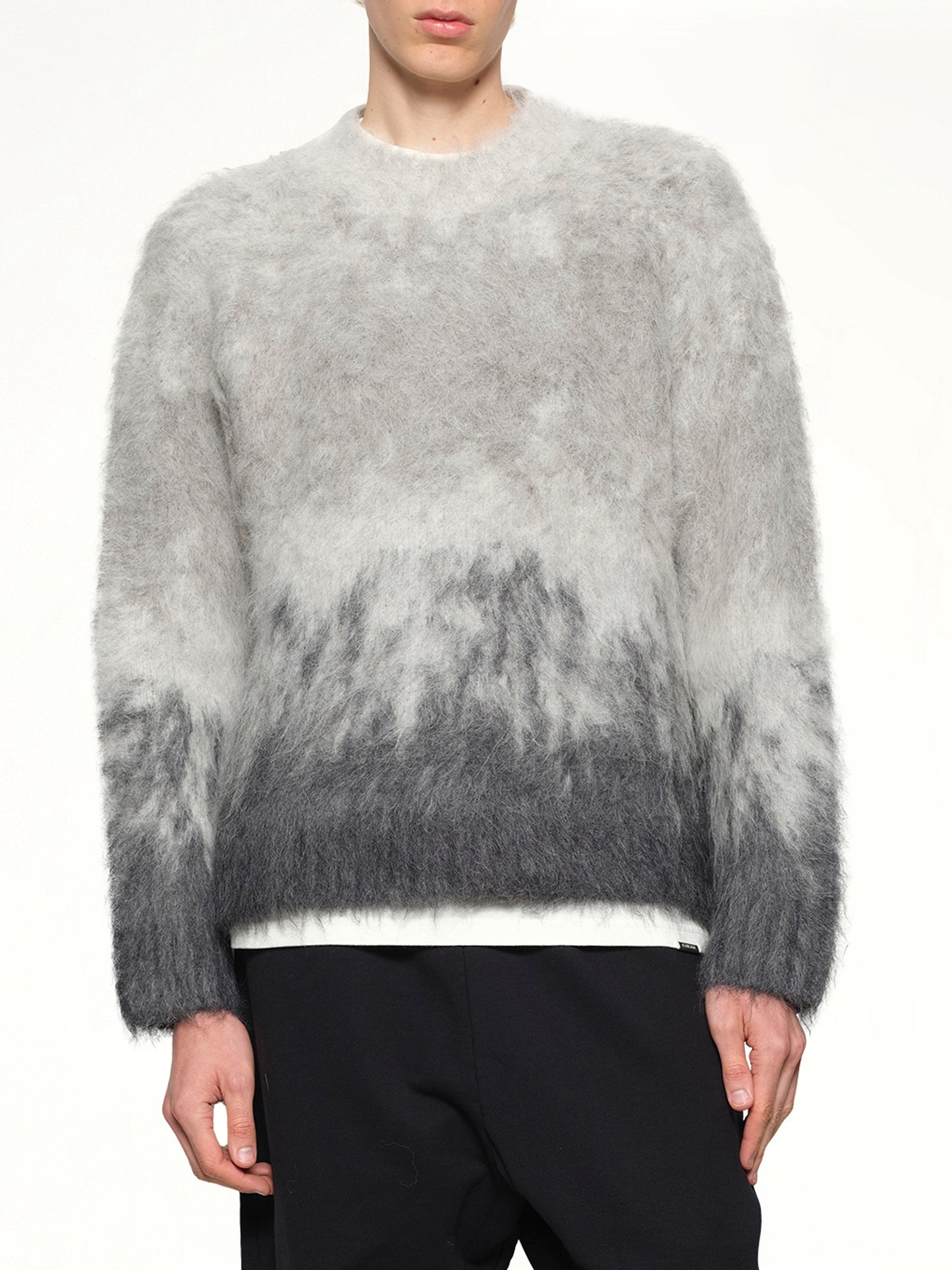 Ombre Knit Sweater in Light Grey