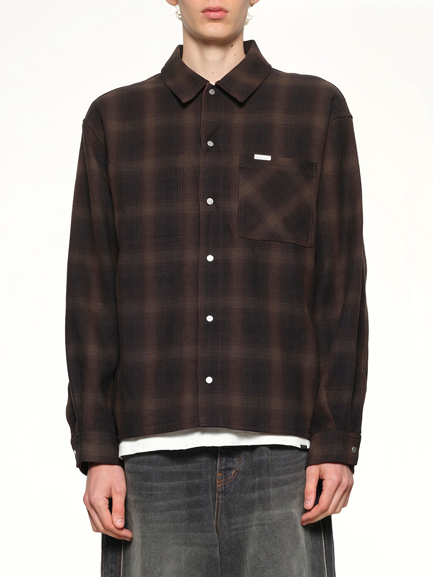 Bonded Reversible Check Shirt in Nero