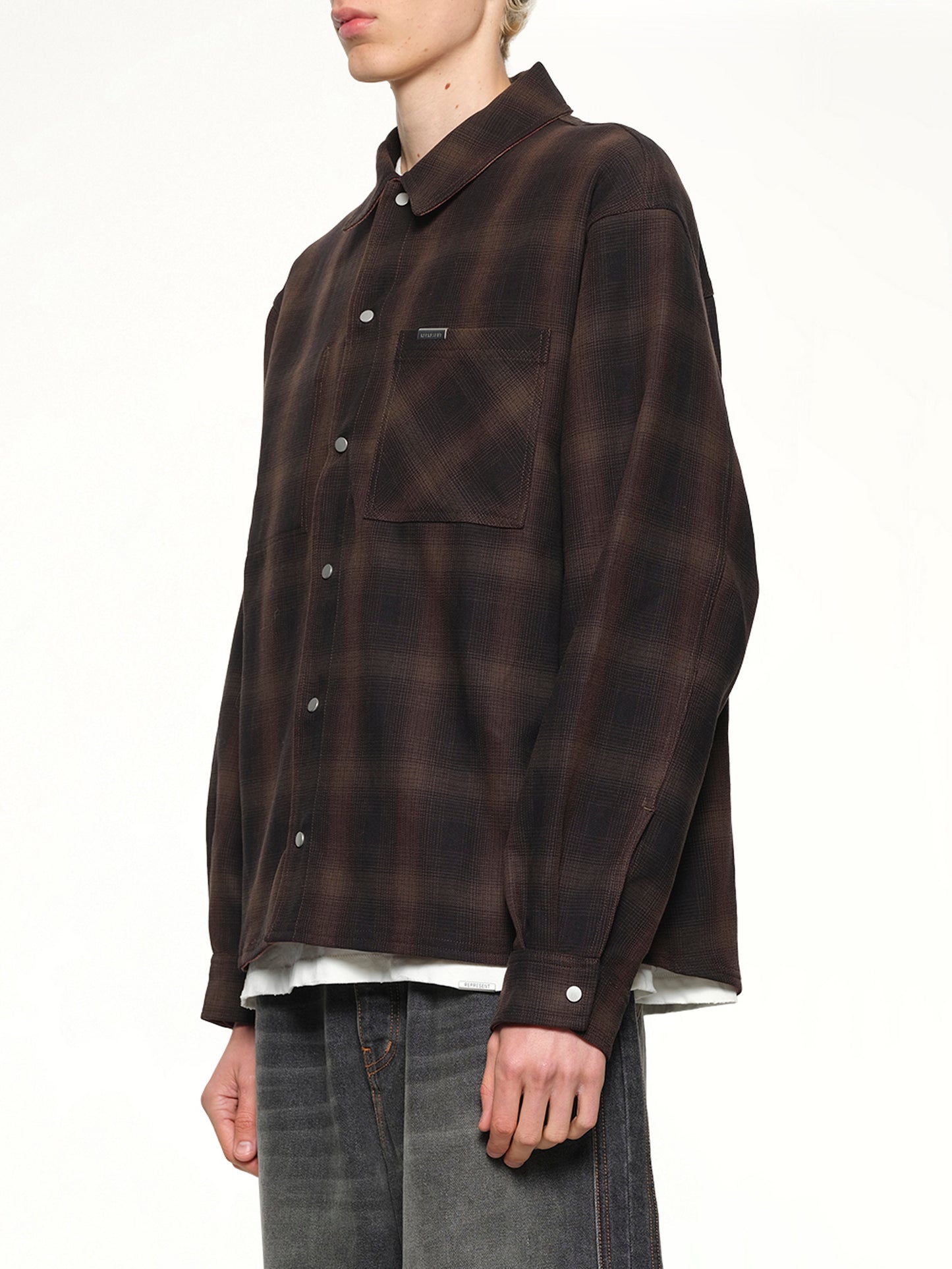 Bonded Reversible Check Shirt in Nero