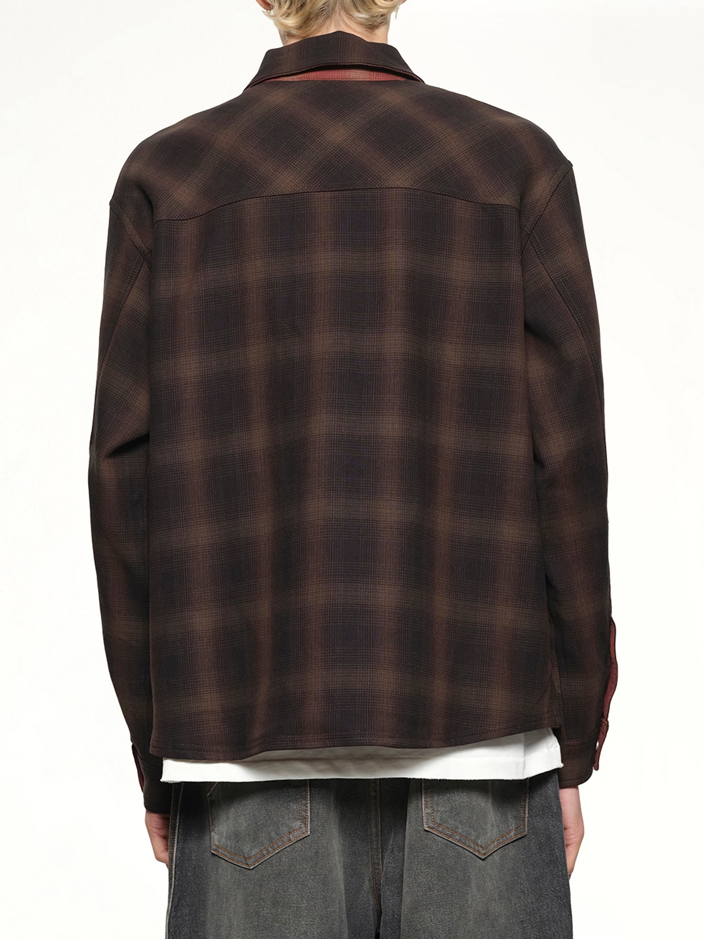 Bonded Reversible Check Shirt in Nero