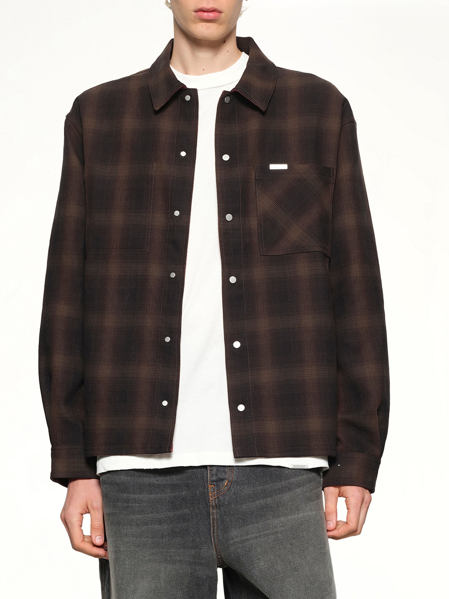 Bonded Reversible Check Shirt in Nero