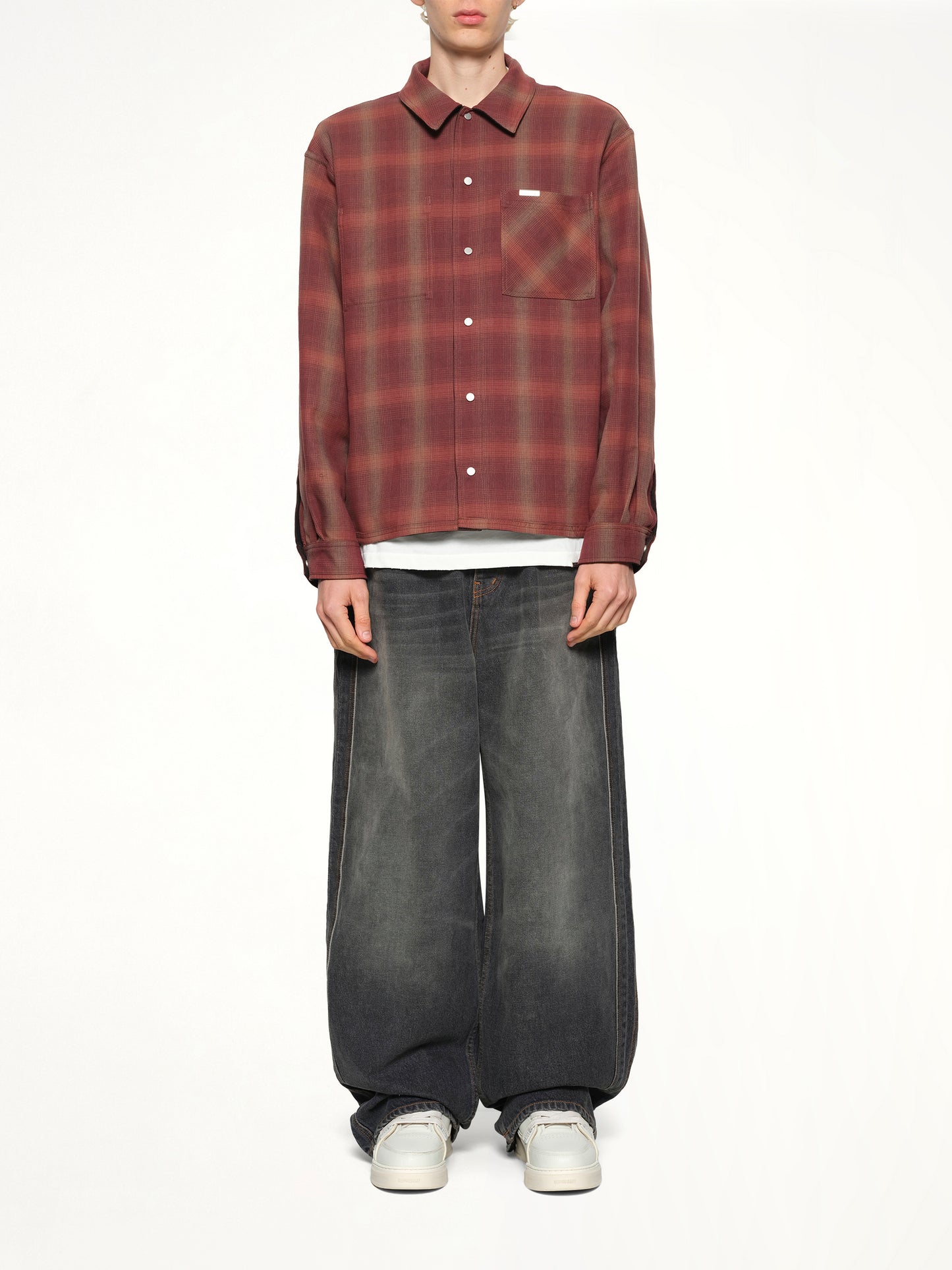 Bonded Reversible Check Shirt in Nero