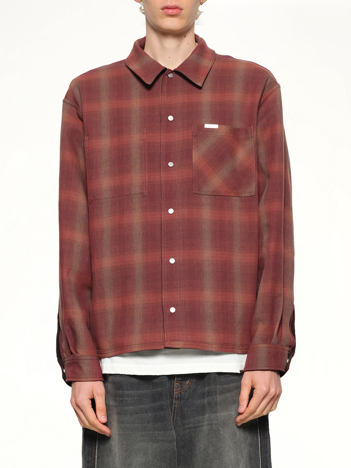 Bonded Reversible Check Shirt in Nero
