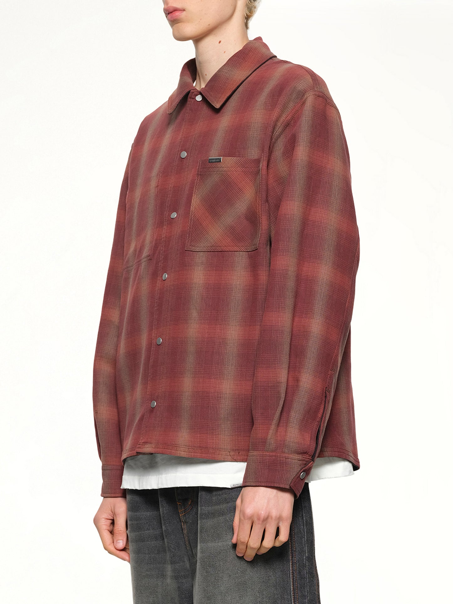 Bonded Reversible Check Shirt in Nero