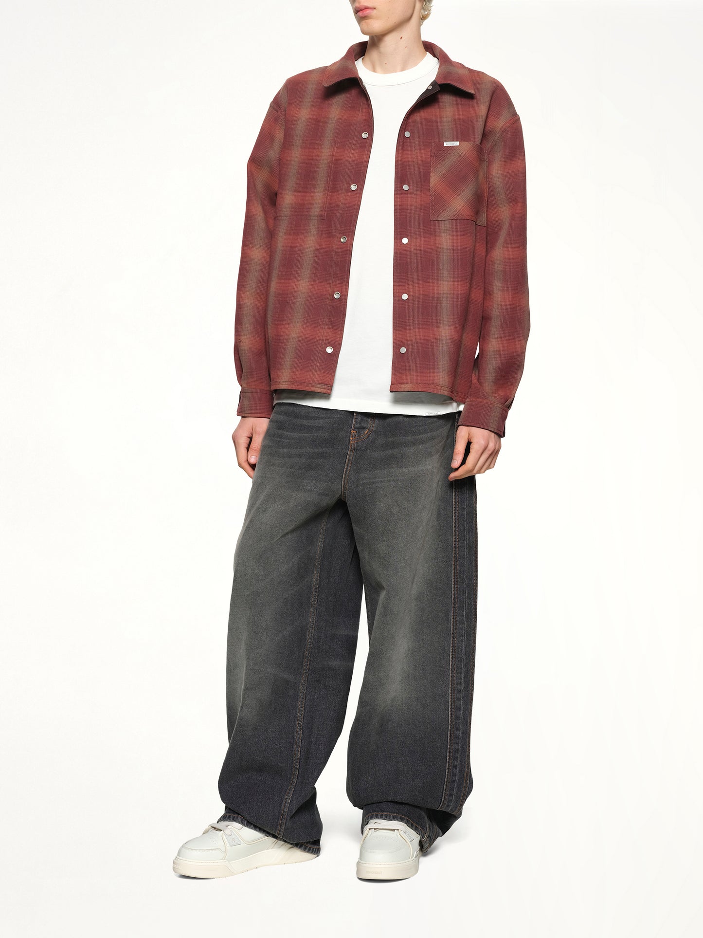 Bonded Reversible Check Shirt in Nero