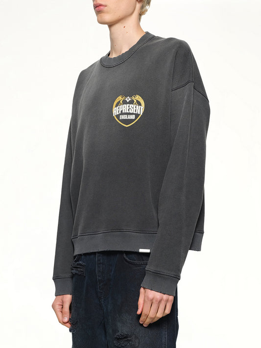 Represent Angel Border Sweatshirt in Stained Black