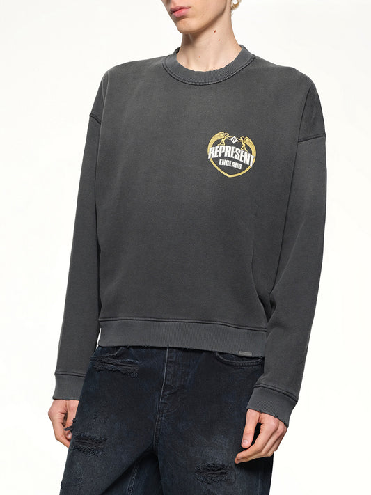 Represent Angel Border Sweatshirt in Stained Black