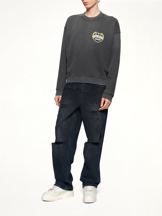 Represent Angel Border Sweatshirt in Stained Black