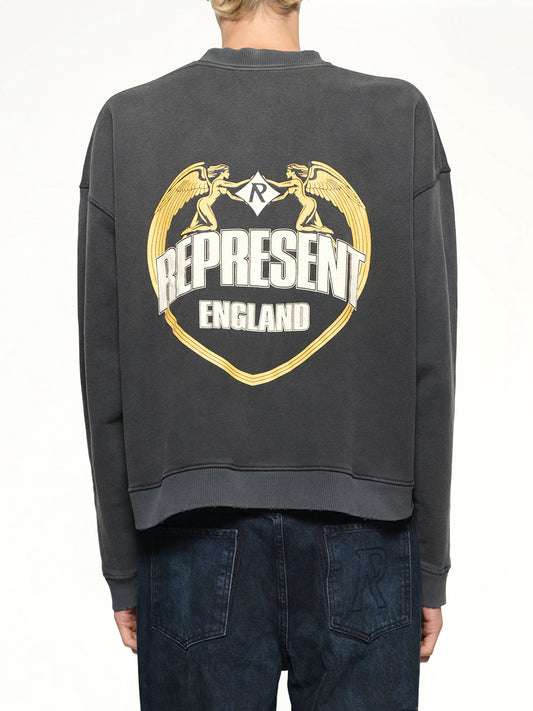 Represent Angel Border Sweatshirt in Stained Black