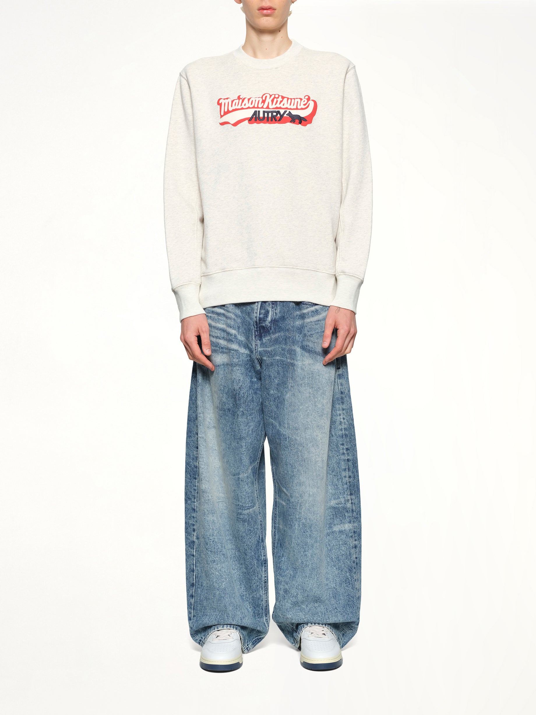 그레이 멜란지 Autry x Maison Kitsune 스웨트셔츠