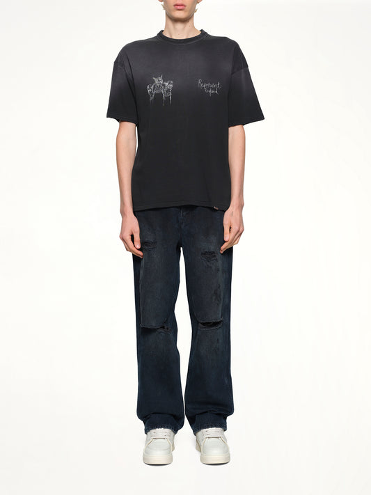 Hand Drawn Thoroughbred Dogs T-Shirt in Aged Black