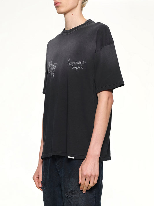 Hand Drawn Thoroughbred Dogs T-Shirt in Aged Black