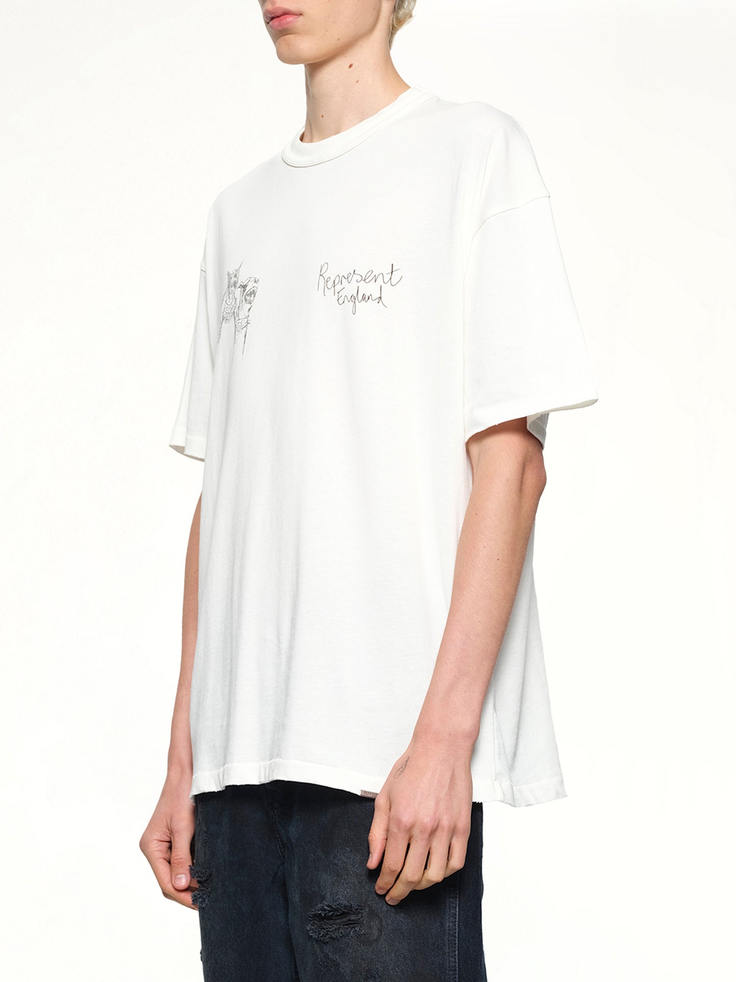 Hand Drawn Thoroughbred Dogs T-Shirt in Washed Ecru