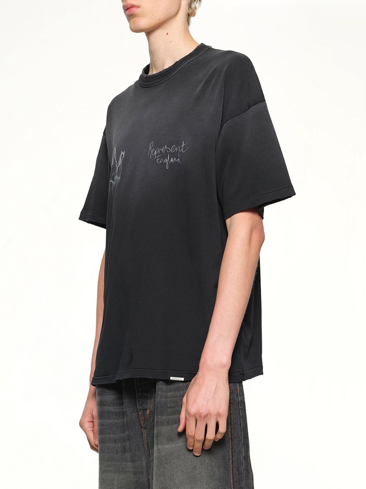 Hand Drawn Thoroughbred Horse T-Shirt in Aged Black