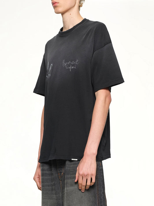 Hand Drawn Thoroughbred Horse T-Shirt in Aged Black