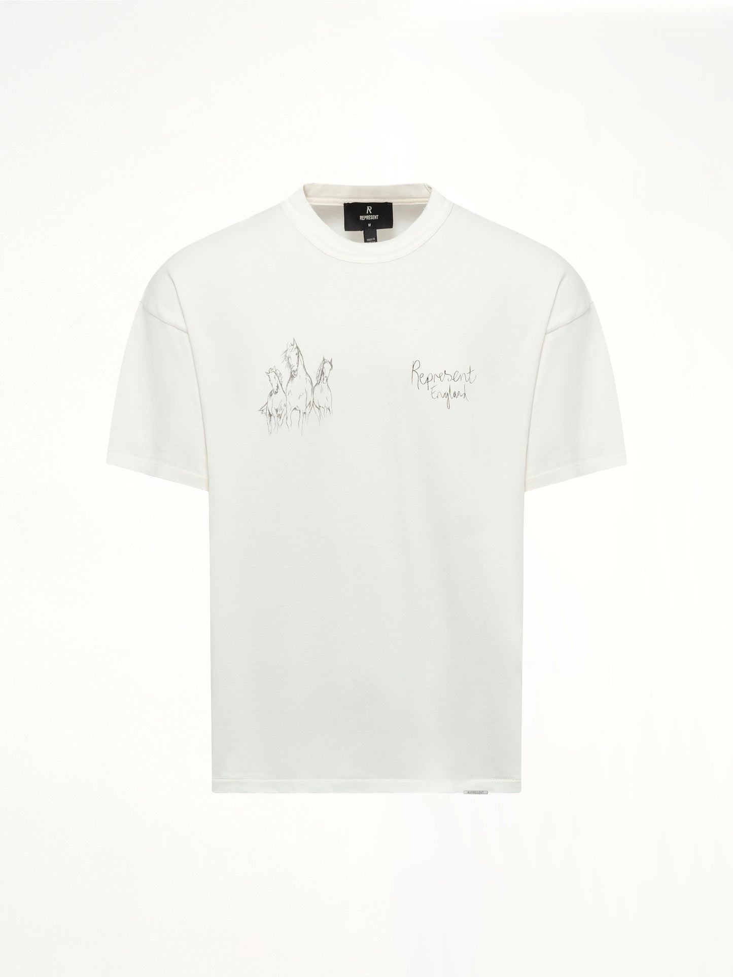 Hand Drawn Thoroughbred Horse T-Shirt in Flat White