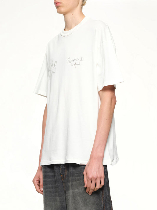 Hand Drawn Thoroughbred Horse T-Shirt in Flat White