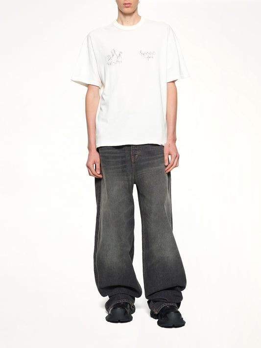 Hand Drawn Thoroughbred Horse T-Shirt in Flat White