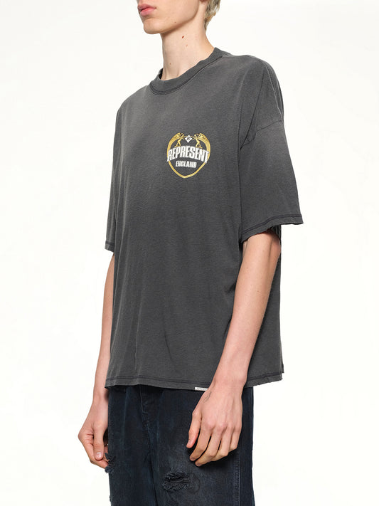 Represent Angel Border T-Shirt in Stained Black