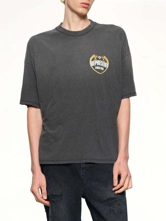 Represent Angel Border T-Shirt in Stained Black