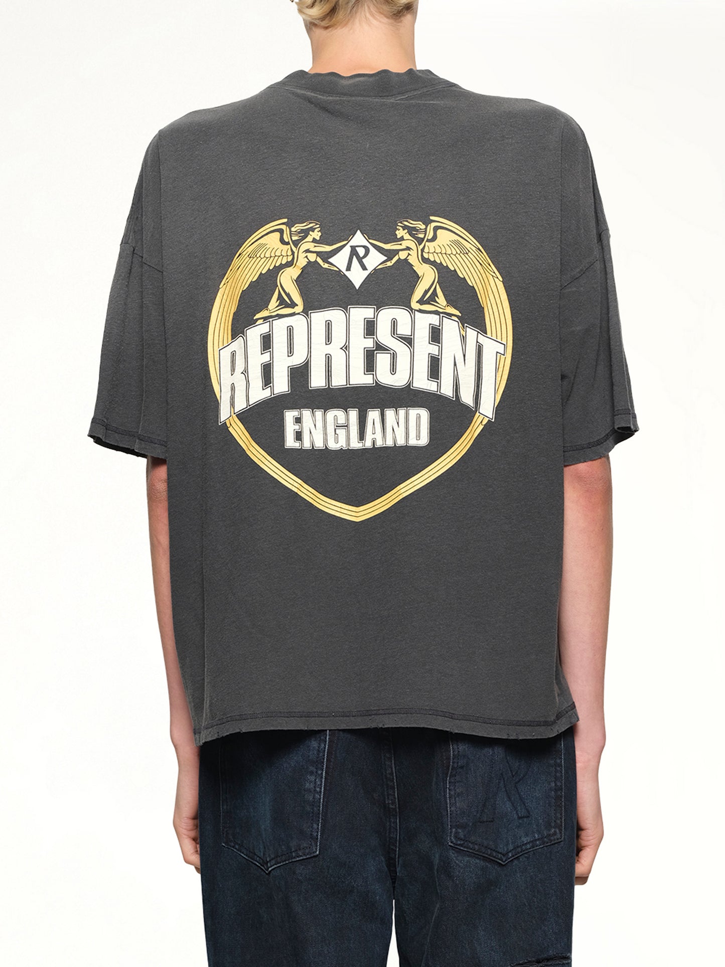 Represent Angel Border T-Shirt in Stained Black