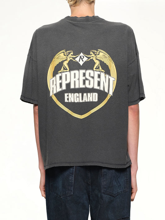 Represent Angel Border T-Shirt in Stained Black