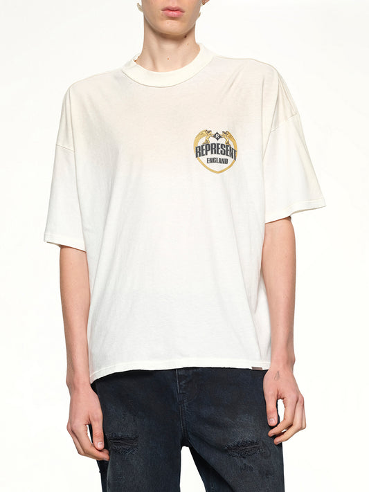 Represent Angel Border T-Shirt in Washed Ecru
