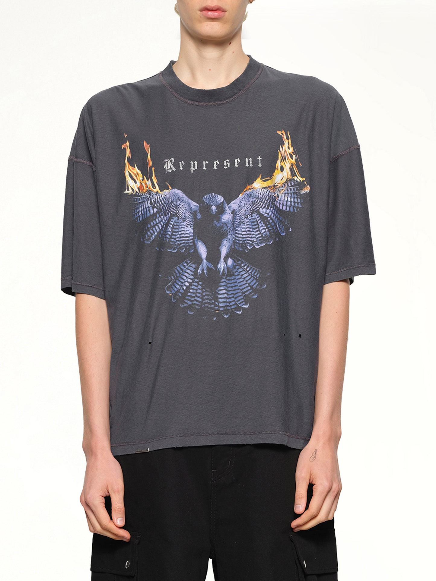 Reversible Living Legacy Falcon T-Shirt in Sun Fade Grey