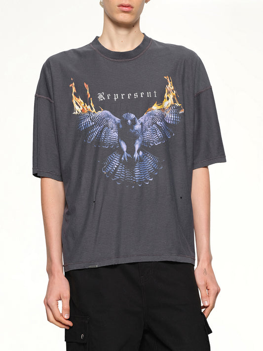 Reversible Living Legacy Falcon T-Shirt in Sun Fade Grey