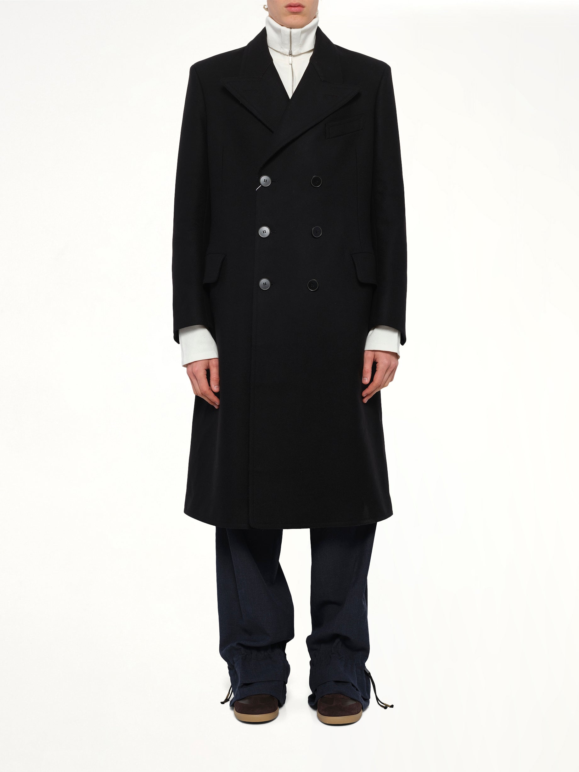 Wool Long Coat in Black