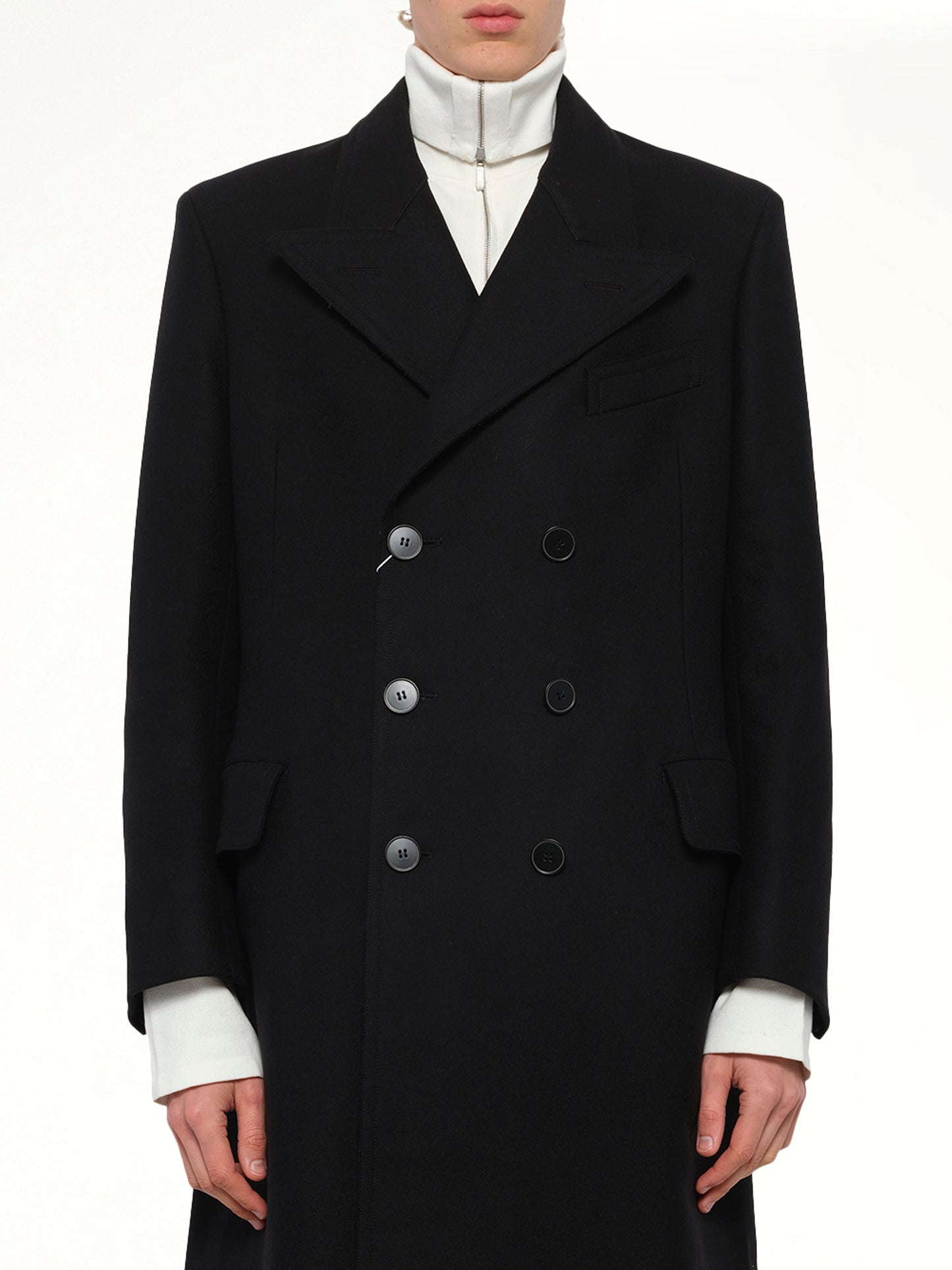 Wool Long Coat in Black