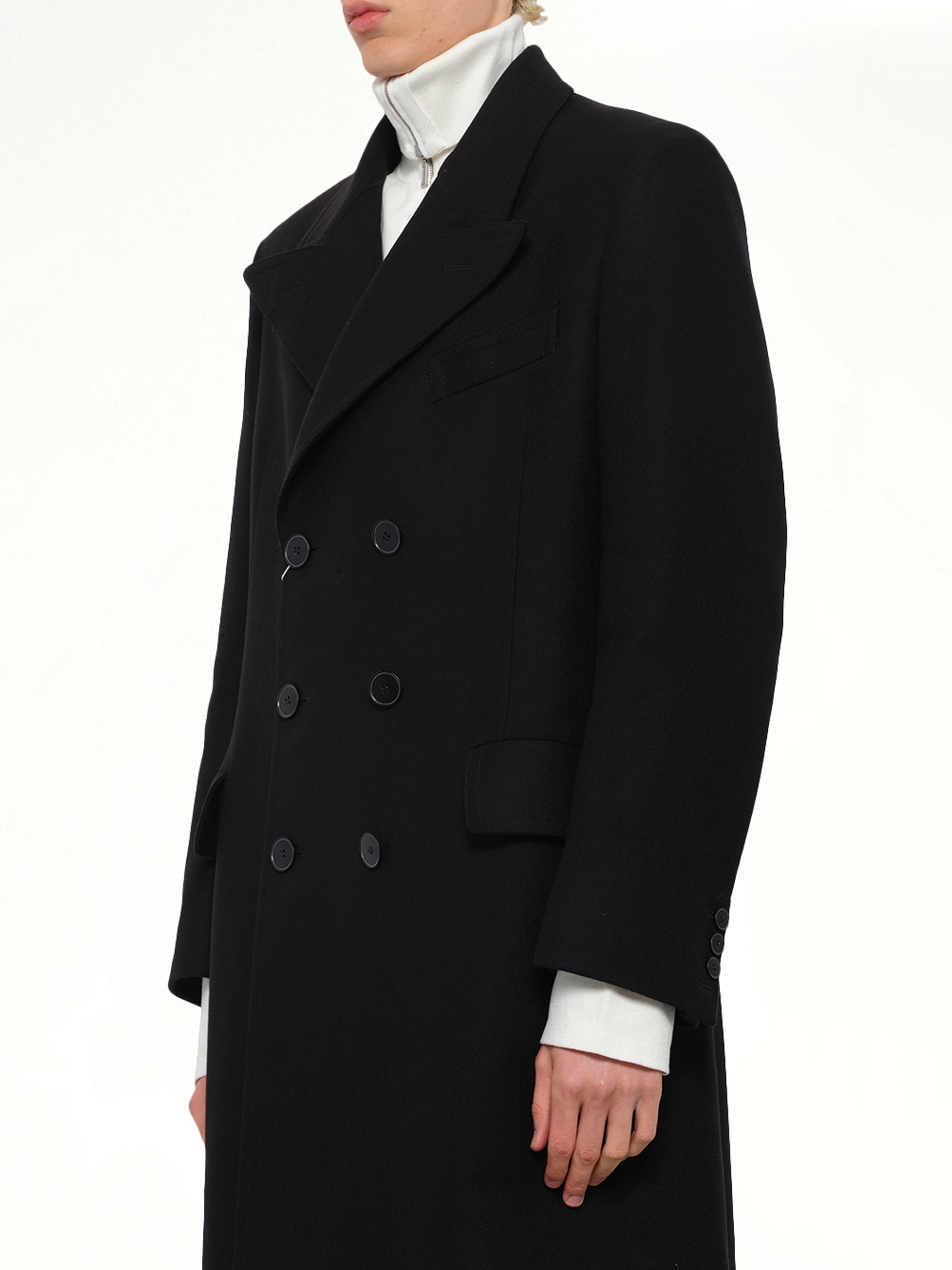 Wool Long Coat in Black