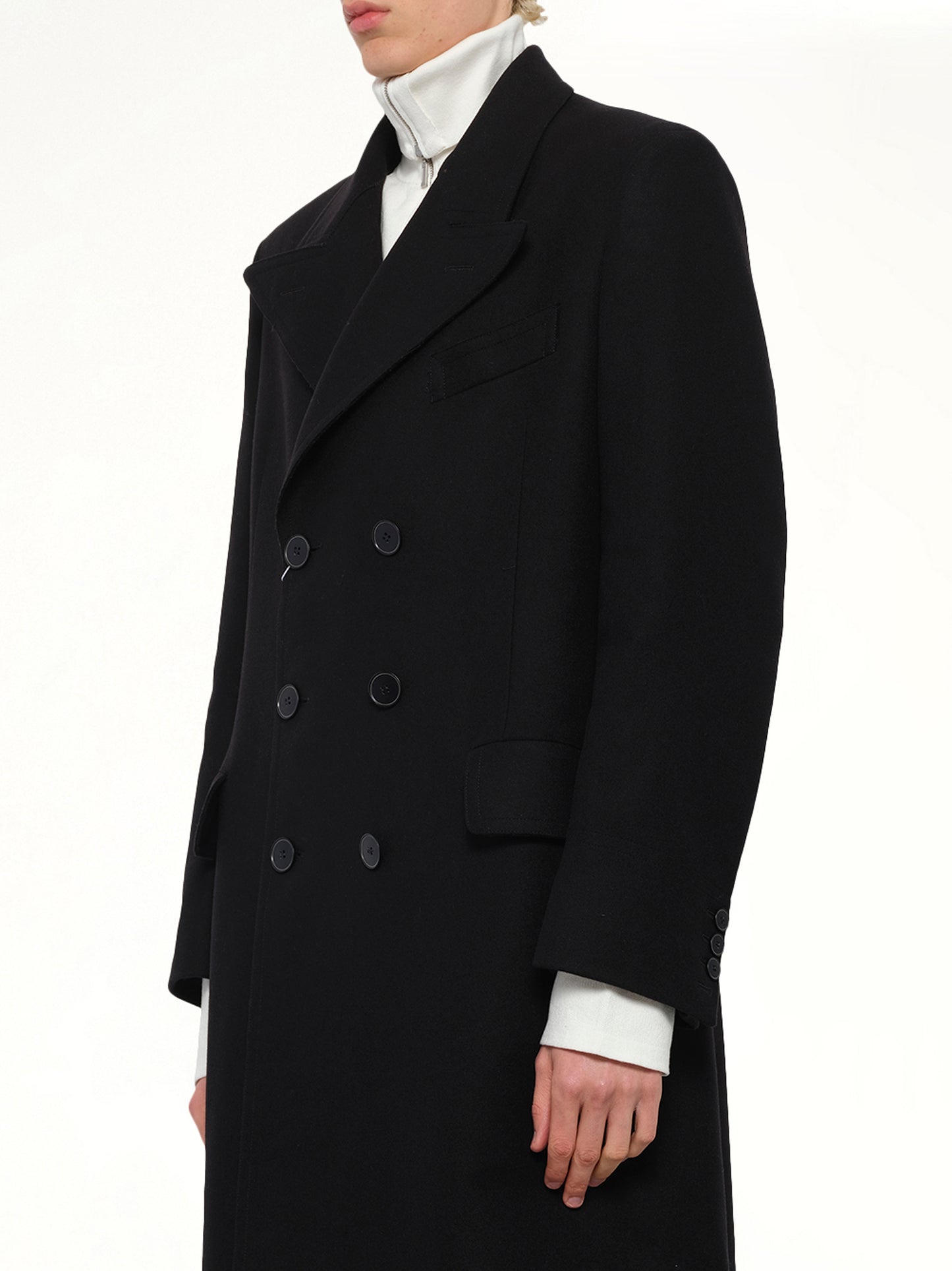 Wool Long Coat in Black