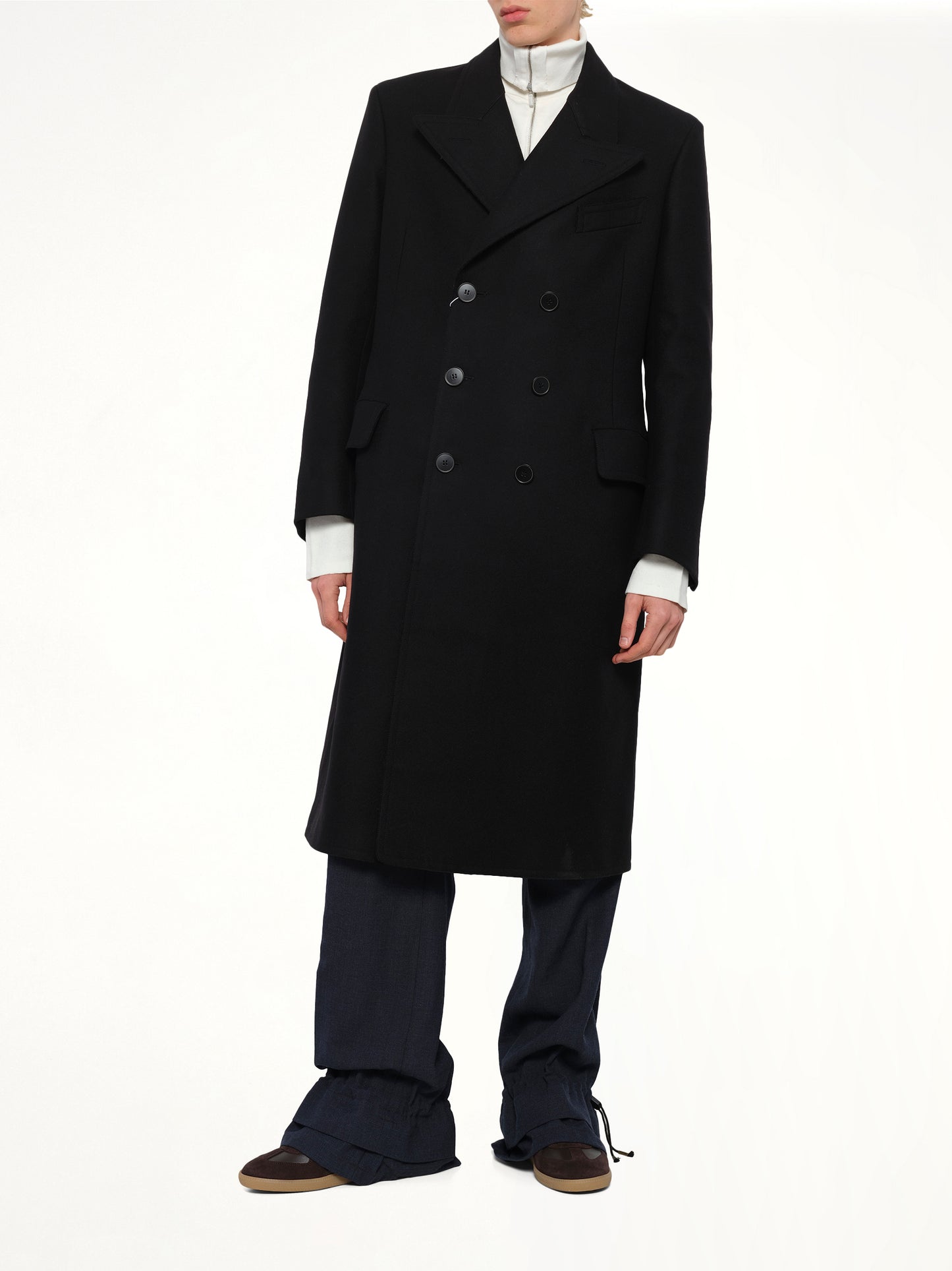 Wool Long Coat in Black