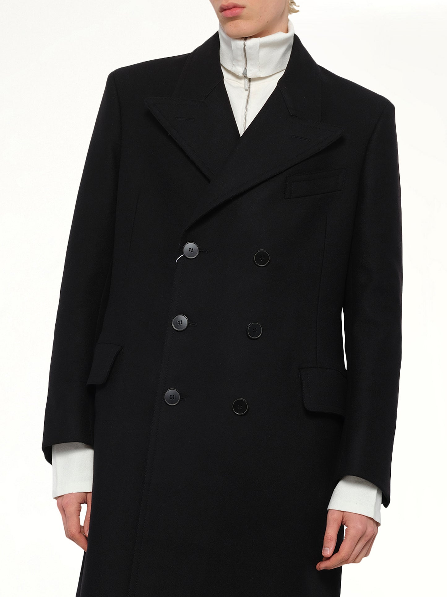 Wool Long Coat in Black