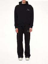 Classique Side Zip Pullover Hoodie in Black/White