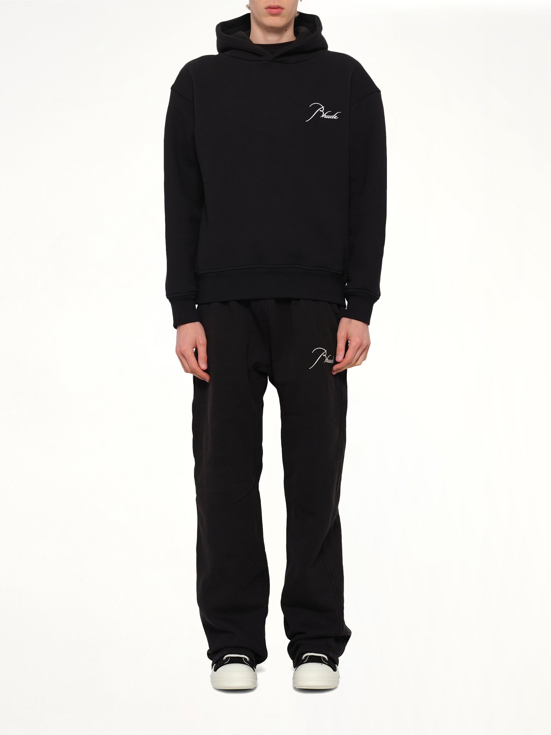 Classique Side Zip Pullover Hoodie in Black/White