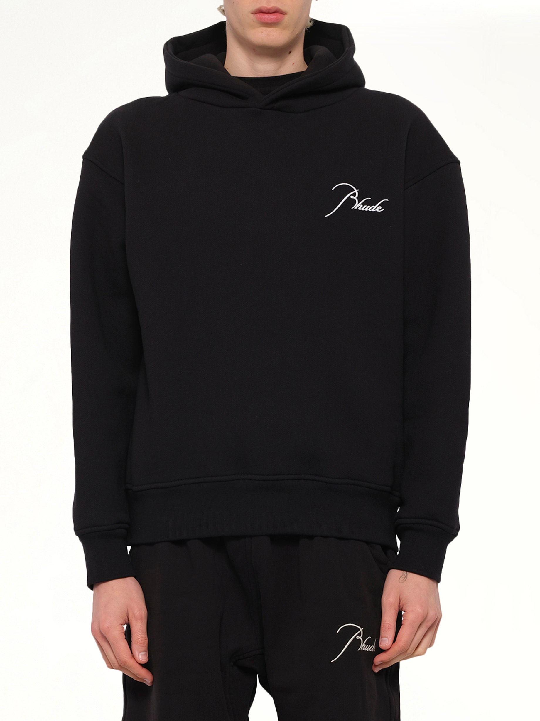 Classique Side Zip Pullover Hoodie in Black/White