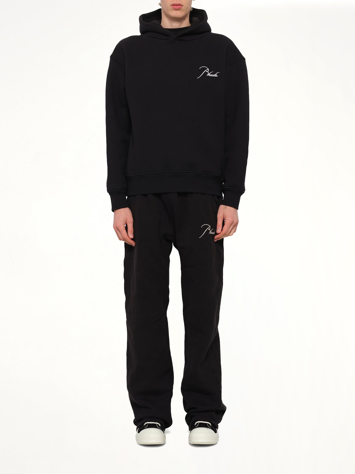 Classique Side Zip Pullover Hoodie in Black/White