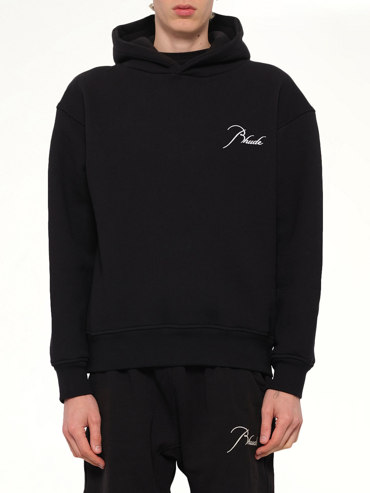 Classique Side Zip Pullover Hoodie in Black/White